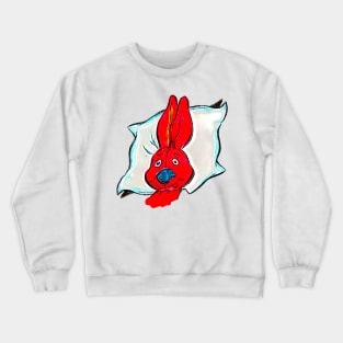 Red rabbit sleeping on the pillow Crewneck Sweatshirt